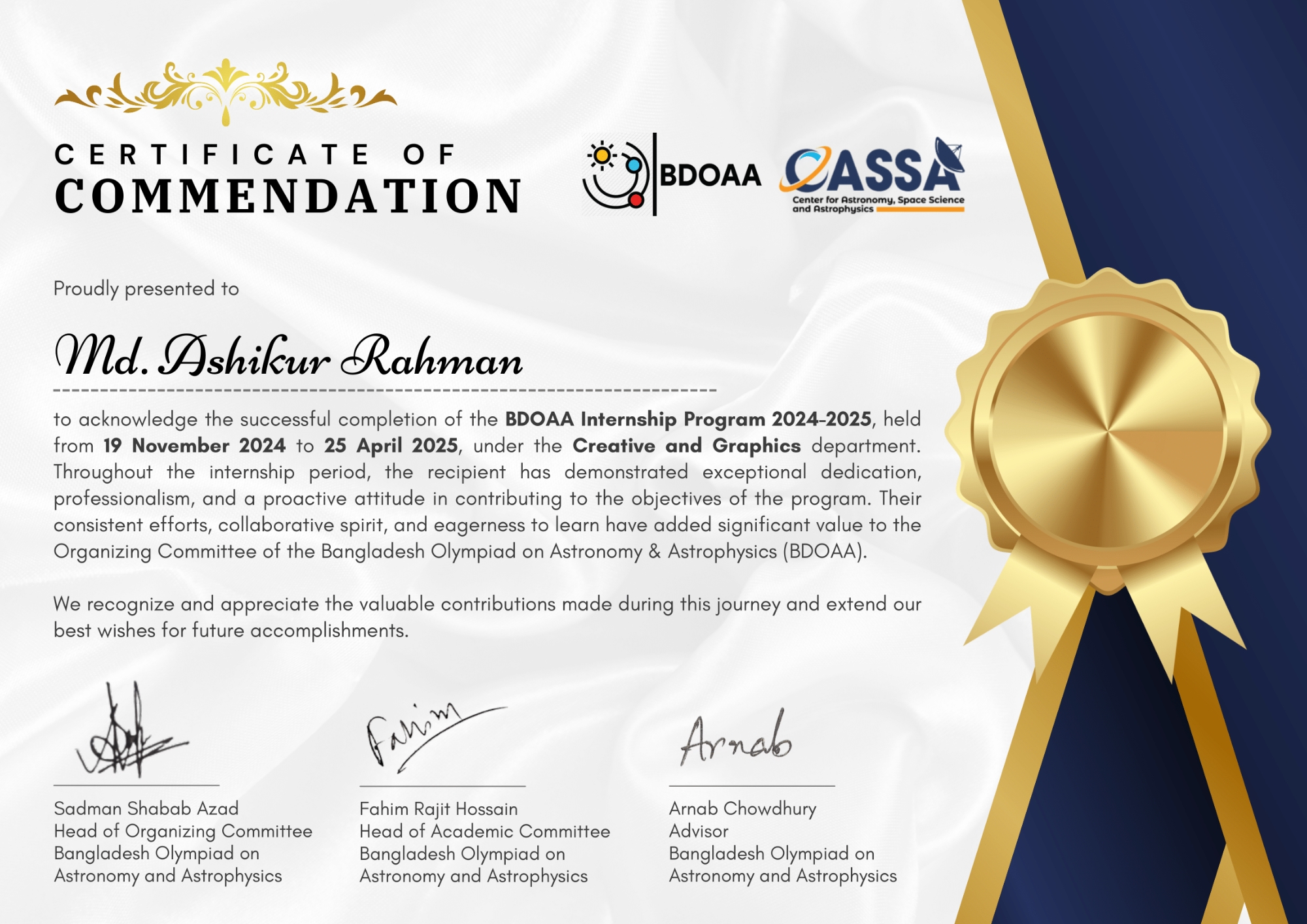 Olympiad Certificate 1